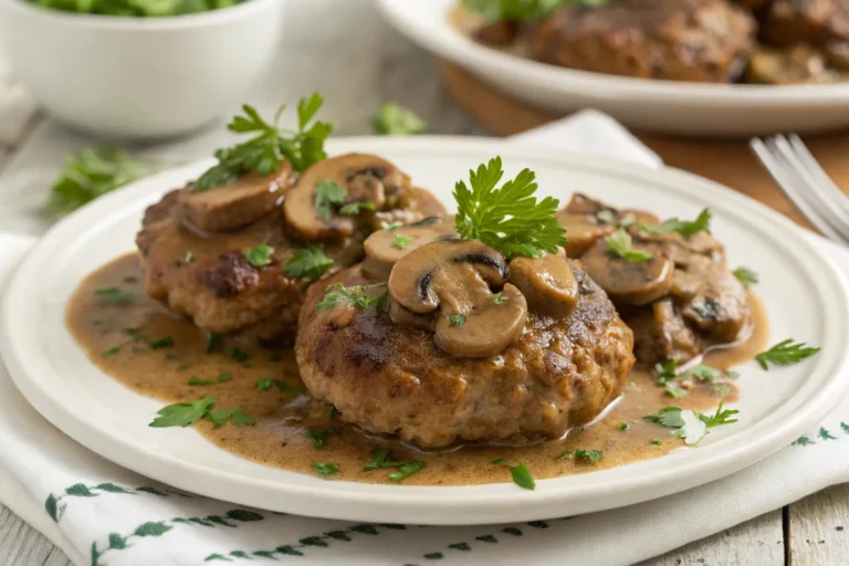 Salisbury Steak with Ground Chicken and Mushroom Gravy